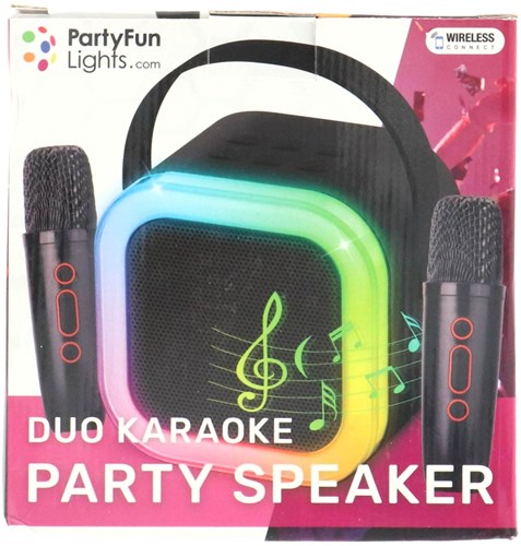 Karaoke Duo Set Party Lautsprecher mit zwei Mikrofonen schwarz kabellos-2