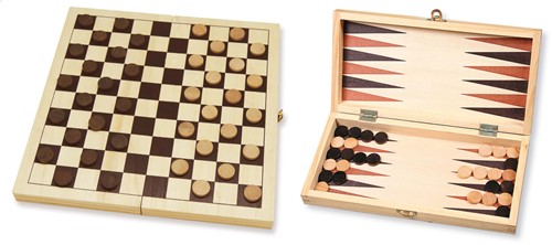 HOT Dam-/Backgammon Klappkassette 29cm bedruckt.