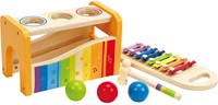 Hape Xylophon und Hammerspiel mit ausziehbarem Xylophon, langlebiges Holzspielzeug für Kleinkinder, multifunktional und in leuchtenden Farben-2