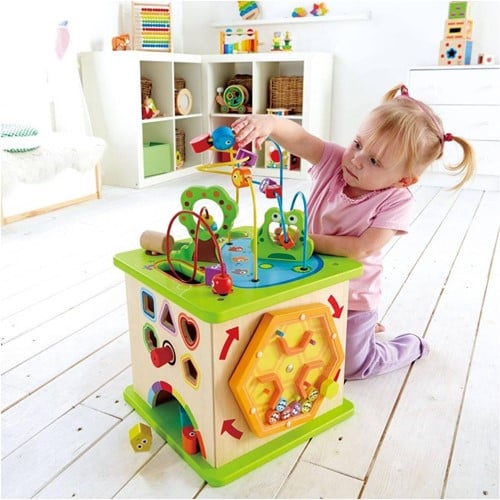 Hape Motorikwürfel Holz Lernspielzeug Aktivitätenwürfel Montessori-3