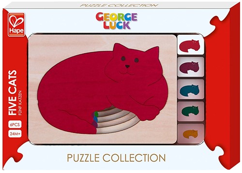 Hape – e6514 – George Luck – Puzzle – Fünf Katzen in einem – 6-teilig