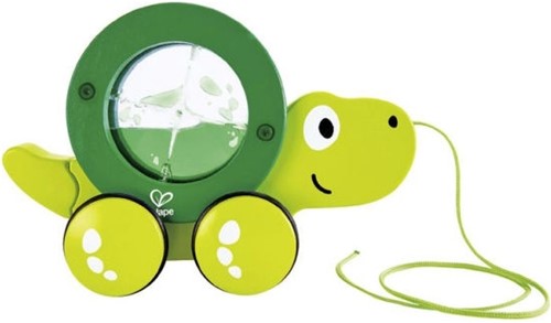 Hape Nachzieh-Tito | Holzschildkröte mit getrennt verwendbarem Schildkrötenpanzer Spielzeug für Kleinkinder, Grün