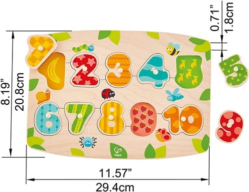 Hape Zahlen-Steckpuzzle Holzspielzeug Lernspiel bunt-2