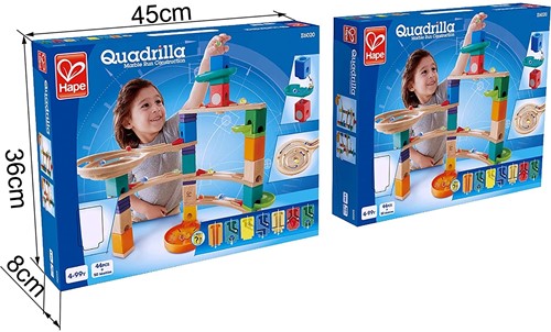 Hape E6020 Medium Set Quadrilla, Kugelbahn mit 44 Bauteilen aus Holz und 50 Murmeln, ab 4 Jahren-3