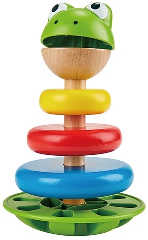Hape E0457 - Stapel Frosch, Motorik-und Lernspielzeug zum Sortieren und Stapeln