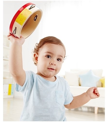 Hape Holz Tamburin Musikinstrument für Kinder bunt-3
