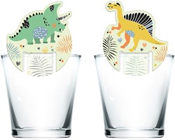 Folat Glasdeko Dino Glasmarker - 6 Stück - mehrfarbig Papier