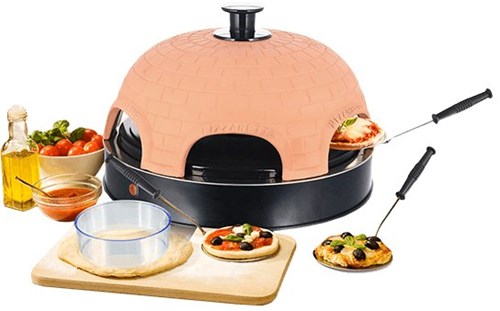 Emerio Pizzaofen 6 Personen Terrakotta Kuppel Mini Pizza Party-3