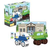 BiOBUDDi BB-0125 - Bausatz Bank, biologische Bausteine zum Stecken, kompatibel zu anderen Marken, hergestellt aus Bio Kunststoff, 18 Klemmbausteine, Spielhintergrund und Pappspielfiguren-3
