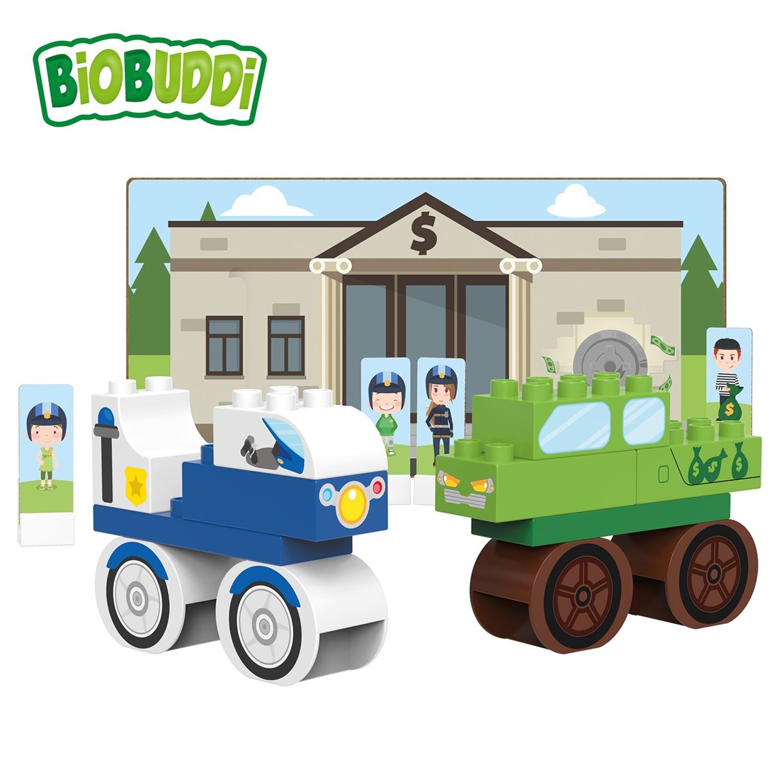BiOBUDDi BB 0125 Bausatz Bank biologische Bausteine zum Stecken kompatibel zu anderen Marken hergestellt aus Bio Kunststoff 18 Klemmbausteine