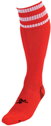 Precision Fußballsocken Junior Rot/Weiß - 3 Stripe Pro Sportsocken
