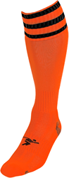 Precision Fußballsocken Junior orange-schwarz - Pro 3 Stripe Sportsocken