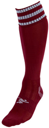 Precision Fußballsocken Pro - 3 Stripe Sportsocken Erwachsene maroon/weiß