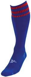 Precision Fußballsocken Pro Erwachsene blau-rot 3 Streifen Sport