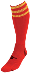 Precision Fußballsocken Junior Rot-Gelb 3 Stripe Pro Sportsocken