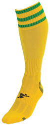Precision Fußballsocken Junior gelb-grün - Pro 3 Stripe Sportsocken