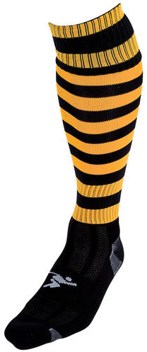 Precision Fußballsocken Junior Hooped Schwarz-Gelb Sportsocken