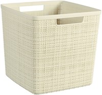 Curver Aufbewahrungskorb Jute quadratisch 17L gebrochen weiß recyceltes Kunststoff-2