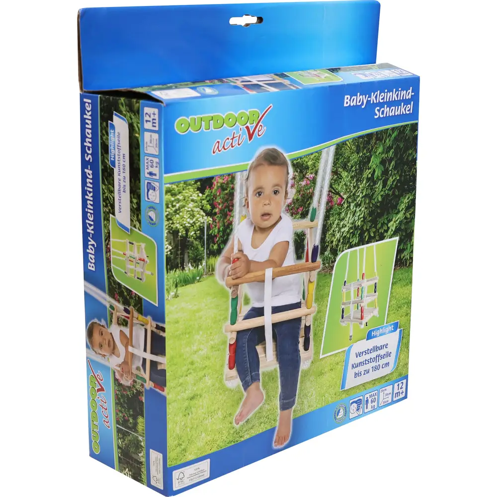 Vedes Holz Baby Schaukel Outdoor - 30x30cm - wetterfestes Spielzeug
