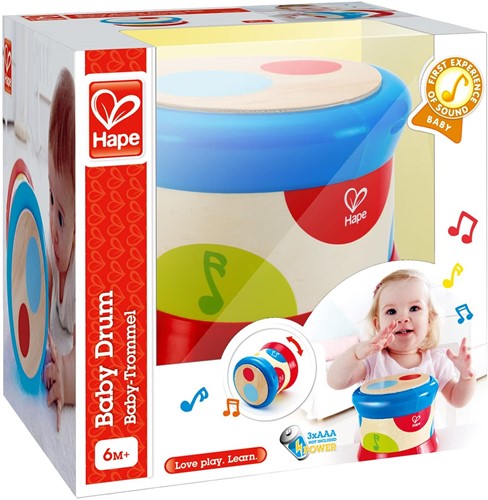 Hape Baby-Trommel | Farbiges rollendes Musikspielzeug für Kleinkinder zum Erlernen von Rhythmus und unterschiedlichen Klängen, batteriebetrieben-3