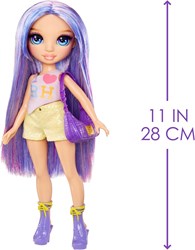 Rainbow High lila Modepuppe Violet mit stylischem Outfit und Handtasche
