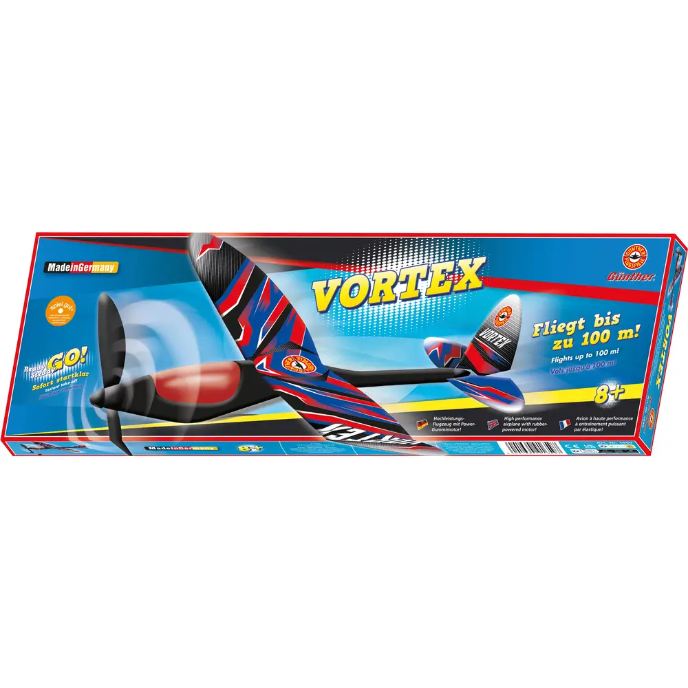 Günther Flugzeug Spielzeug VORTEX Gummimotor-Flugmodell 49x50cm