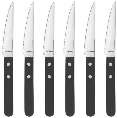 Amefa Steakmesser Set schwarz - 6 Stück - Edelstahl - Pizza Messer-2