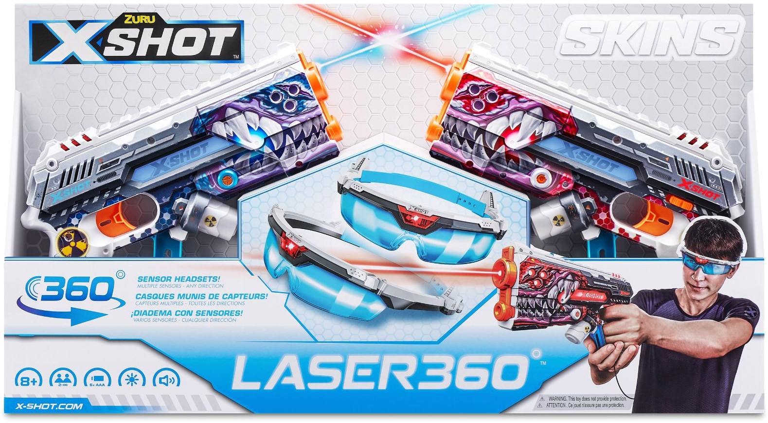 Zuru Laser Tag Spielzeug X-Shot Skins Laser 360 Set mit 2 Blastern