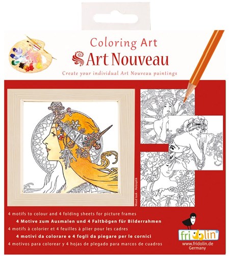 Fridolin Fridolin Coloring Art Kit 4 Malseiten mit Rahmen 15x15 cm Jugendstil