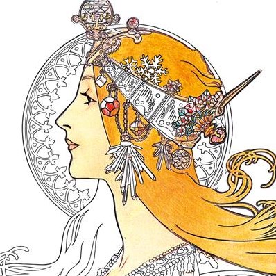 Fridolin Fridolin Coloring Art Kit 4 Malseiten mit Rahmen 15x15 cm Jugendstil-3