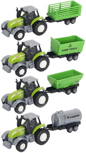 Die-cast grüner Traktor Spielzeug mit Anhänger und Pull-back-Funktion Traktor-2