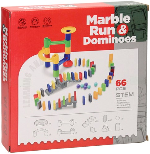 Kugelbahn Spielzeug Kugelbahn mit Domino 66-teiliges Kunststoff-Set