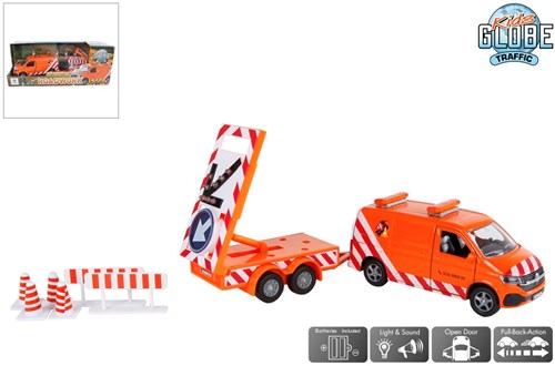 VW Transporter Spielzeugauto mit Pfeilwagen und Licht Die-Cast Kids Globe-2