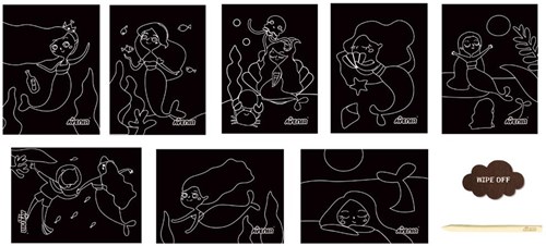 Avenir Scratch Junior Meerjungfrau Bastelset 23x23cm 8 Stück kreativ-2