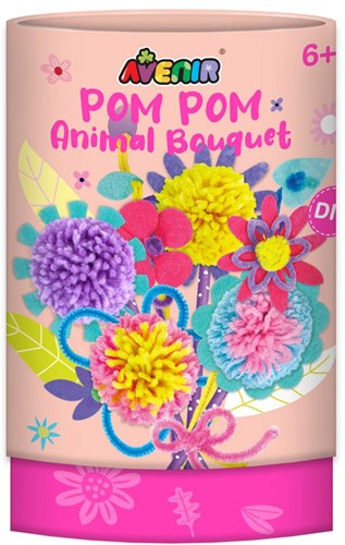 Avenir Nähset - kreatives Pom Pom Blumenstrauß Bastelset für Kinder