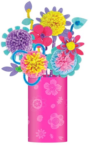 Avenir Nähset - kreatives Pom Pom Blumenstrauß Bastelset für Kinder-2