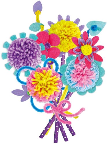Avenir Nähset - kreatives Pom Pom Blumenstrauß Bastelset für Kinder-3