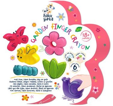 Haku Yoka Wachsmalstifte Garten - Set mit 6 bunten Fingerpuppen-3