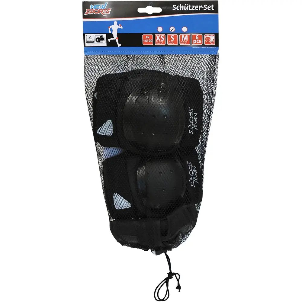 New Sports Schutzset Kinder schwarz S bis 25kg Sicherheit