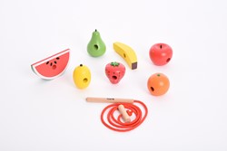 TickiT Holz Lacing Obst Spielzeug Set - buntes Fädelobst
