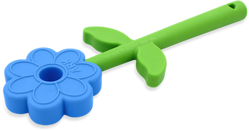 Ark Therapeutics Kau-Spielzeug Flower Wand - sensorisches Spielzeug blau Tweekleurige kauwstaaf met bloemvorm, geschikt voor kauwen met kiezen én voortanden.