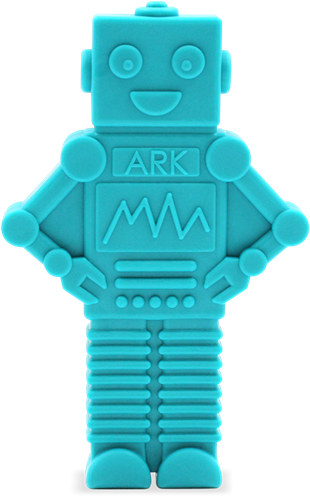 Ark Therapeutics Roboter Beißspielzeug MEGA RoboChew Kauspielzeug türkis Extra grote, robotvormige kauwtool met meer volume voor stevige kauwers.