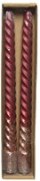 Decoris Dinnkerze Swirl Ochsenblut Glitter 25cm 2er Set Rot Wachs
