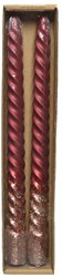 Decoris Dinnkerze Swirl Ochsenblut Glitter 25cm 2er Set Rot Wachs