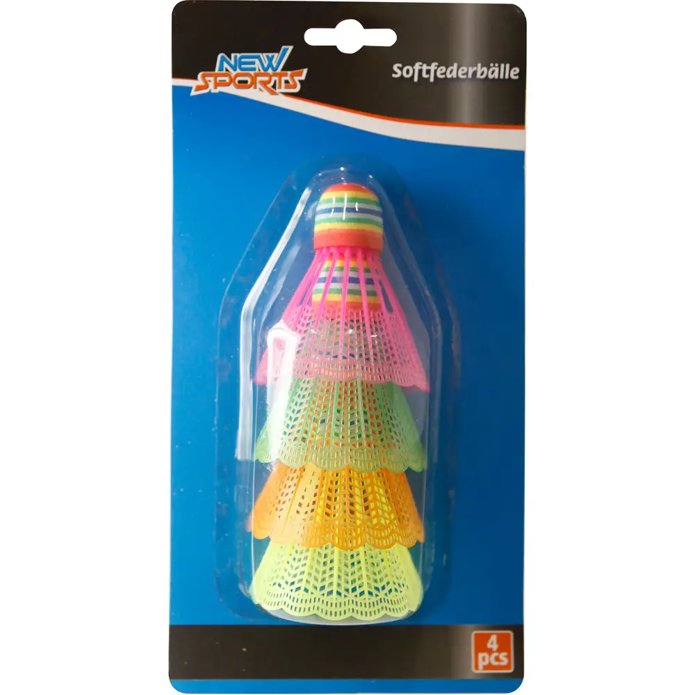 New Sports Badminton Federbälle bunt Schaumkopf 4 Stück