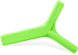 Ark Therapeutics Kau-Spielzeug Y-Chew sensorischer Beißstab limettengrün Kauwtool met 3 verschillende texturen, in 3 hardheden, voor intensief kauwen en sensorische behoeften.