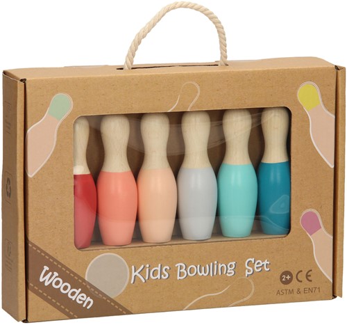 Houten Kinder Bowlingset - Pastel