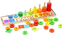 Houten Leerspel Ringen Tellen, 56dlg.-2