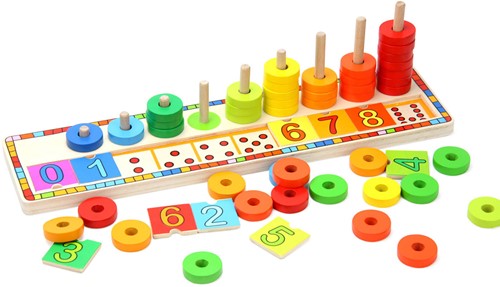 Houten Leerspel Ringen Tellen, 56dlg.-2