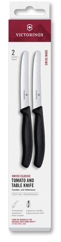 Victorinox Tafelmesser Set - 2 Stück Wellenschliff 11cm schwarz - Küchenmesser